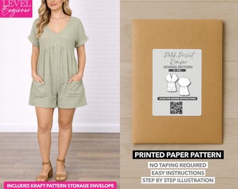 Patch Pocket Batwing Sleeve Romper Printed Sewing Pattern – Paper Pattern (XS–XXXL)