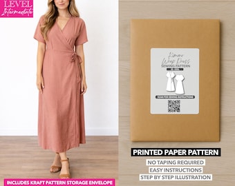 Maxi robe portefeuille à manches kimono - Patron en papier (XS-XXXL)