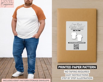 Plus Size Crew Neck Short Sleeve T-Shirt Printed Sewing Pattern – Paper Pattern (2XL–6XL)