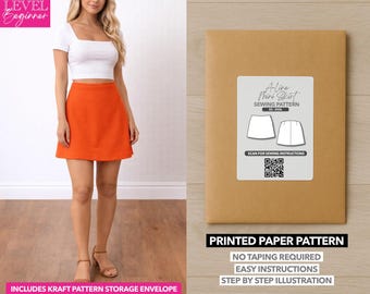 Cartamodello per minigonna a trapezio con stampa (taglie dalla XS alla XXXL)
