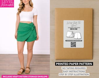 Patrón de costura estampado para falda pantalón con lazo lateral – Patrón de papel (XS–XXXL)