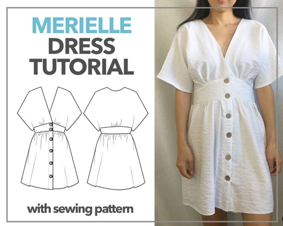 Womens kimono button-front mini dress Merielle Dress PDF | Etsy