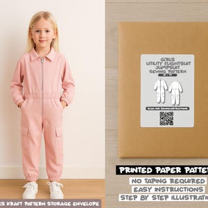 Girls Cargo Utility Flightsuit Jumpsuit Printed Sewing Pattern – PDF Download (4Y–7Y)