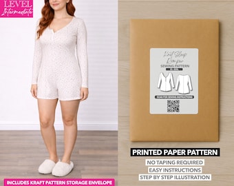 Patrón de costura impreso para mono de punto con botones delanteros – Patrón en papel (XS–XXXL)