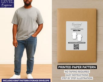 Patrón de costura estampado para camiseta de hombre de talla grande – Patrón de papel (S–XXL)