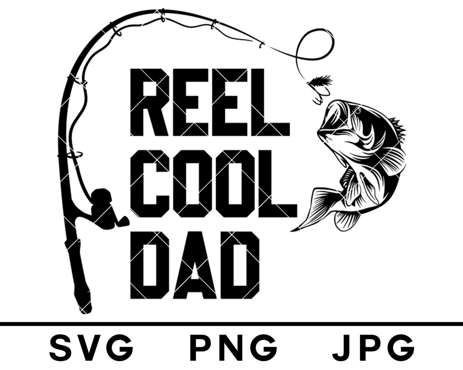 Download Reel Cool Dad Uncle SVG Fishing Rod Silhouette Fisherman | Etsy