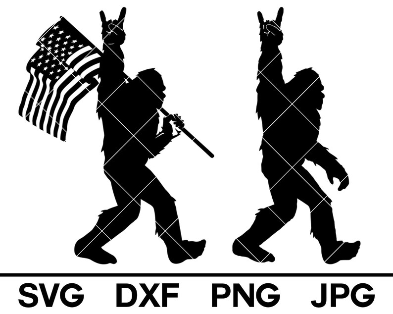 Download Bigfoot Rock SVG Sign American Flag Silhouette Sasquatch ...