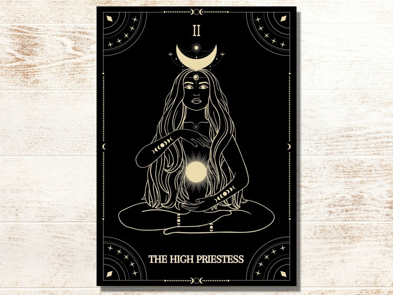 The High Priestess Tarot Art Print Tarot Card Print Tarot Art Tarot Print Wall Art Etsy