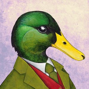 Duck Art Print – Animals in Clothes – Quirky Wall Décor