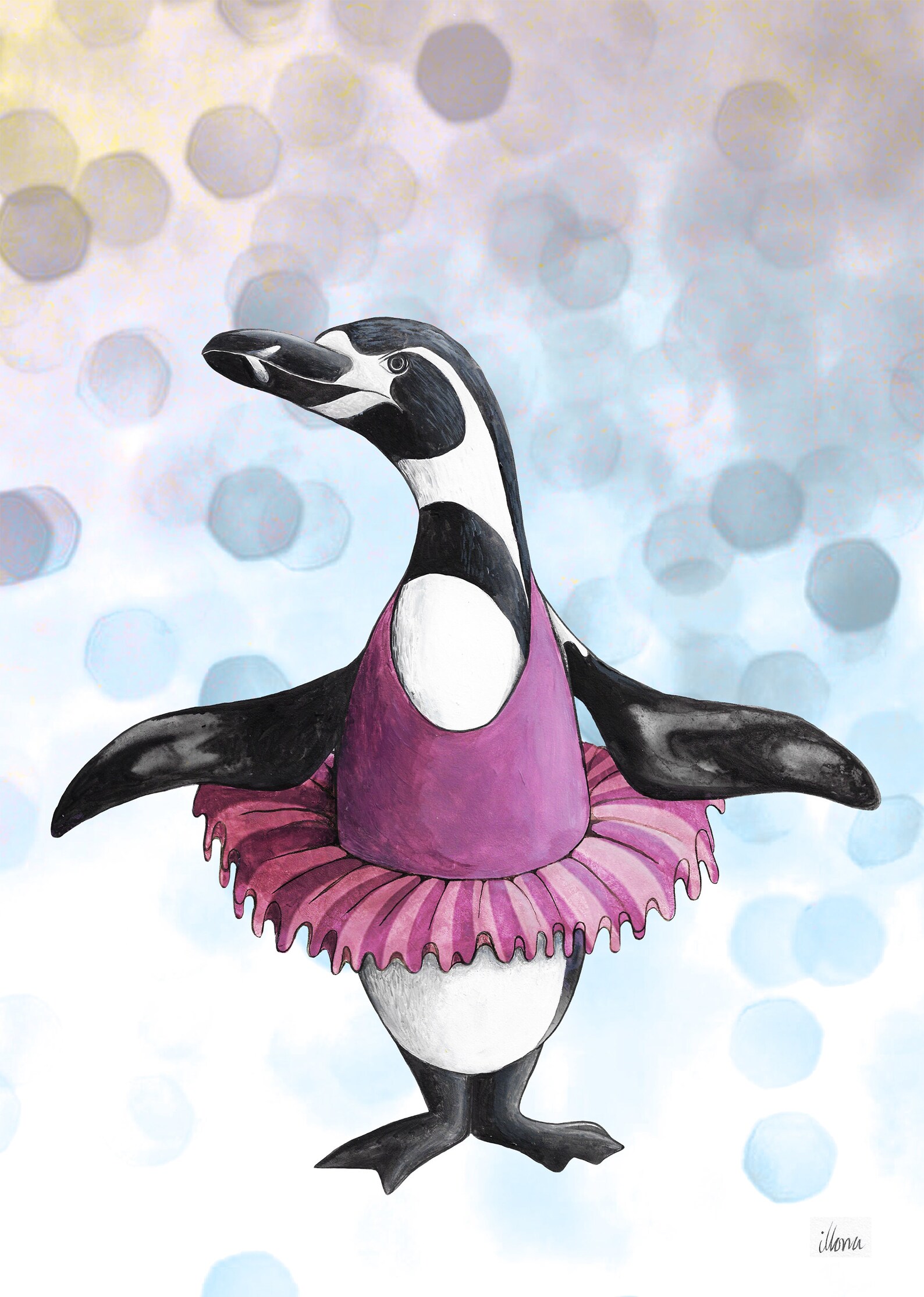 Penguin Art Print Ballet Dancer Quirky Wall Poster Etsy