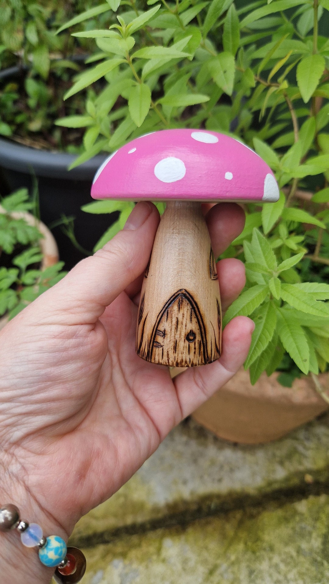 Large Pink Capped Fairy Door Pyrography Beechwood Mushroom/toadstool - Etsy