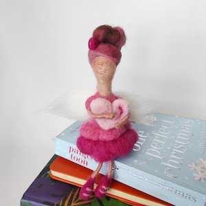 Felted ballerina with heart/ Christmas angel ornament/ Wool fairy / Gift for dancer