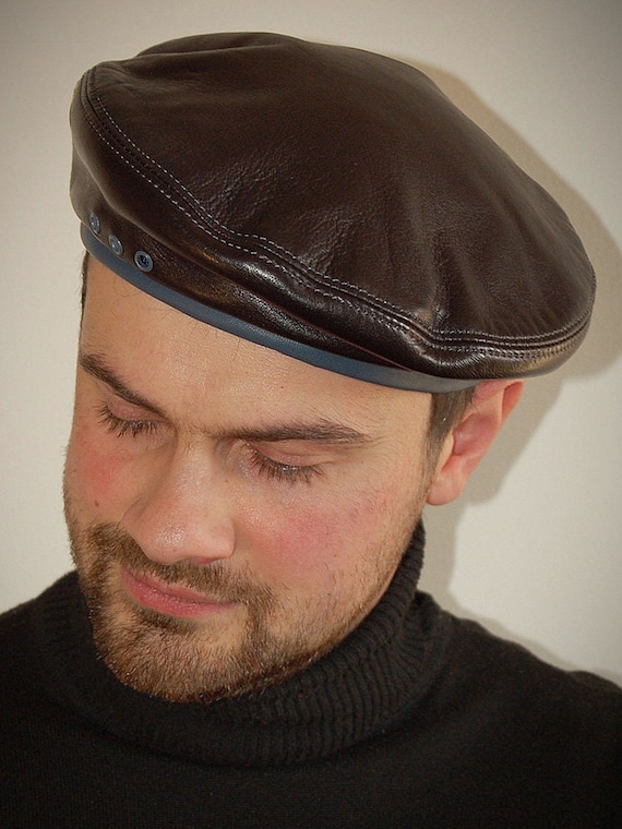 Genuine Leather Beret: Unisex Vintage Style Artist Hat - Etsy display picture 2