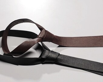 小物 Vintage leather narrow tie 小物 Vintage leathe Narrow Tie Leather Skinny Neck Tie