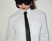 小物 Vintage leathe Narrow Tie Leather Skinny Neck Tie, Vintage Necktie,gift for Men, for