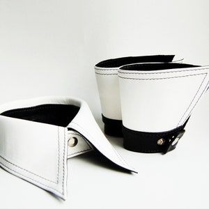 Leather Collar and Cuffs,Set,Detachable Collar, White,False Collar, Leather Accessories, Pretty Style, Classic zdjęcie 8