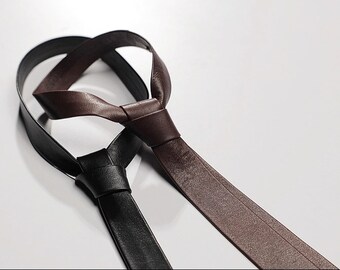 Leather Skinny Neck Tie, Vintage Necktie,gift for Men, for Leather Skinny Neck Tie, Vintage Necktie,gift for Men, for