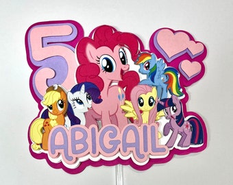 My Little Pony Any Name/Age Cake Topper || Shaker Cake Topper  Option || Theme Cake Topper | Customize Cake Topper | Name Cake Topper