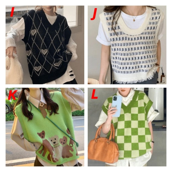Cute Sweater Vest Soft Knit Vest Streetwear Y2K Sweater Vest