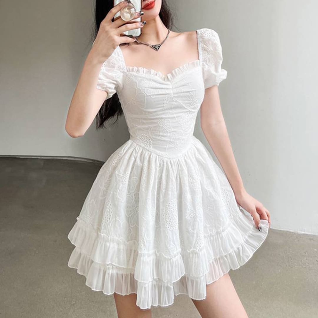 White Fairy French Dress Jacquard Prom Dress Corset Dress - Etsy
