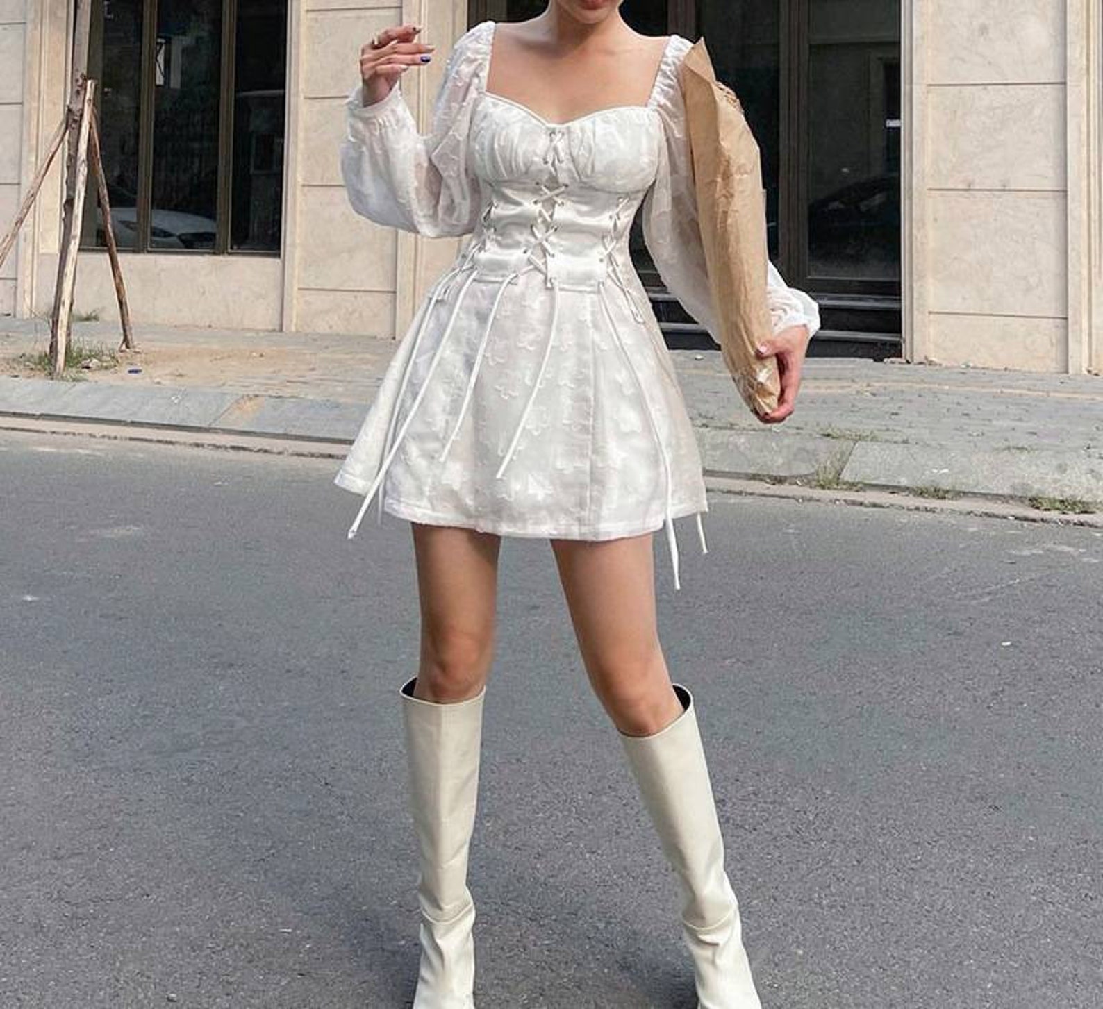 Corset French Dress White Cottagecore Dress Prom Dress Etsy