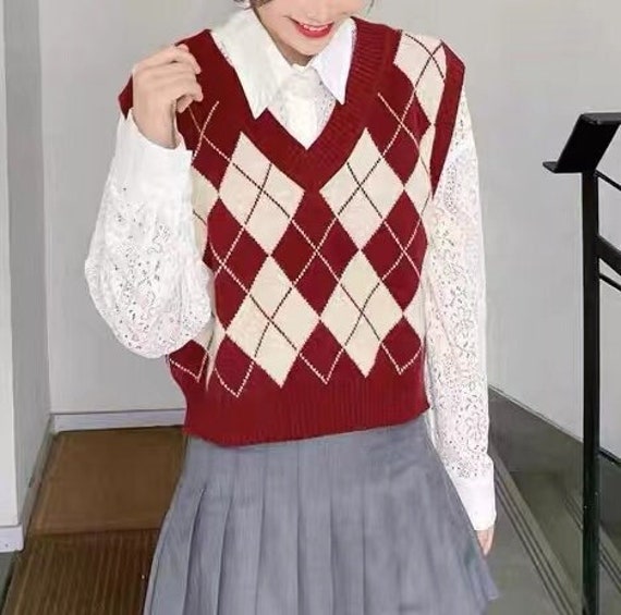 Red Sweater Vest Harajuku Knit Vest 