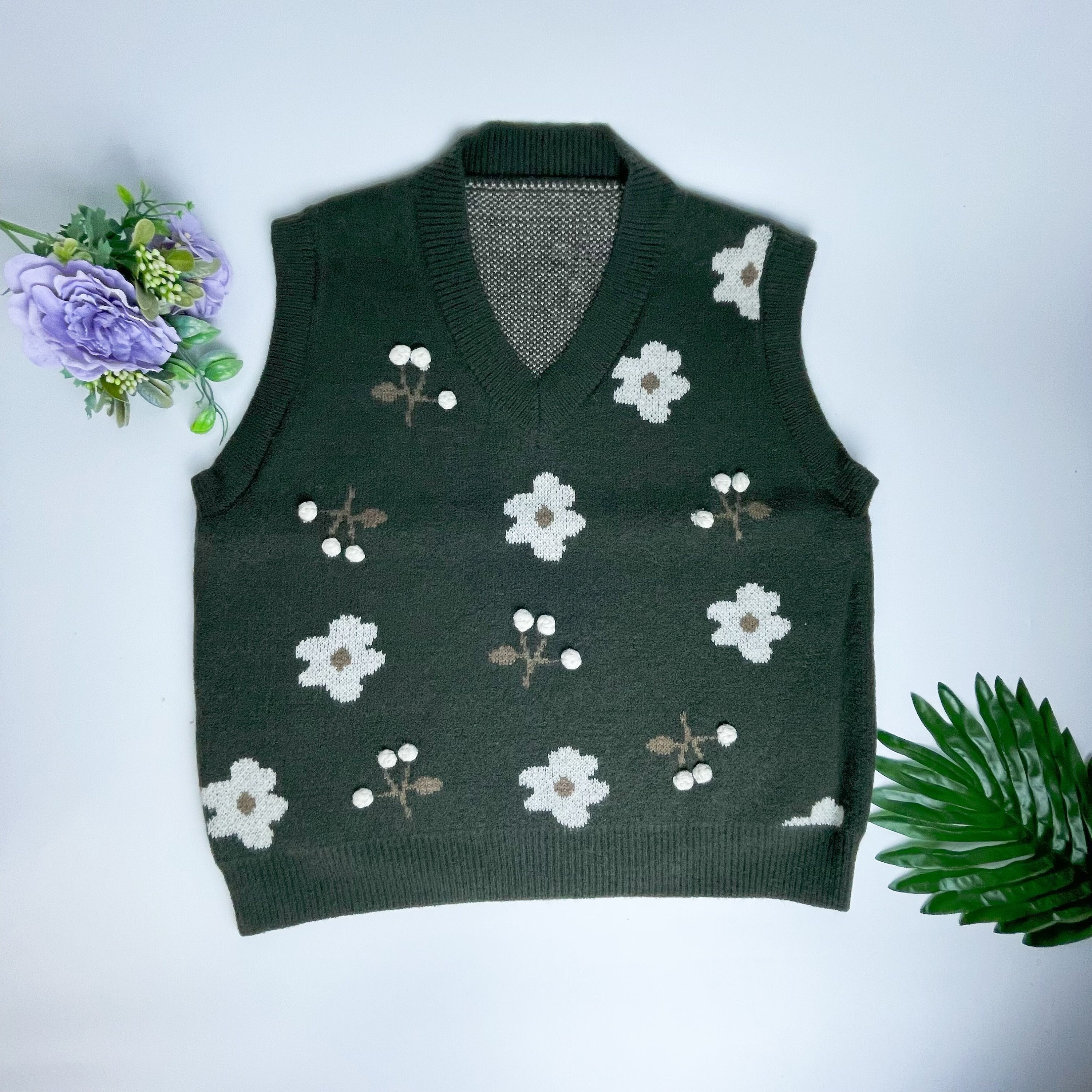 Sweet Green Sweater Vest Soft Knit Vest Streetwear Y2K - Etsy