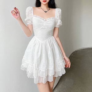 White Fairy French Dress Jacquard Prom Dress Corset Dress - Etsy