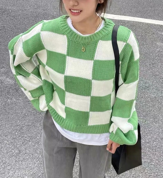 Lattice Sweater Aesthetic Loose 