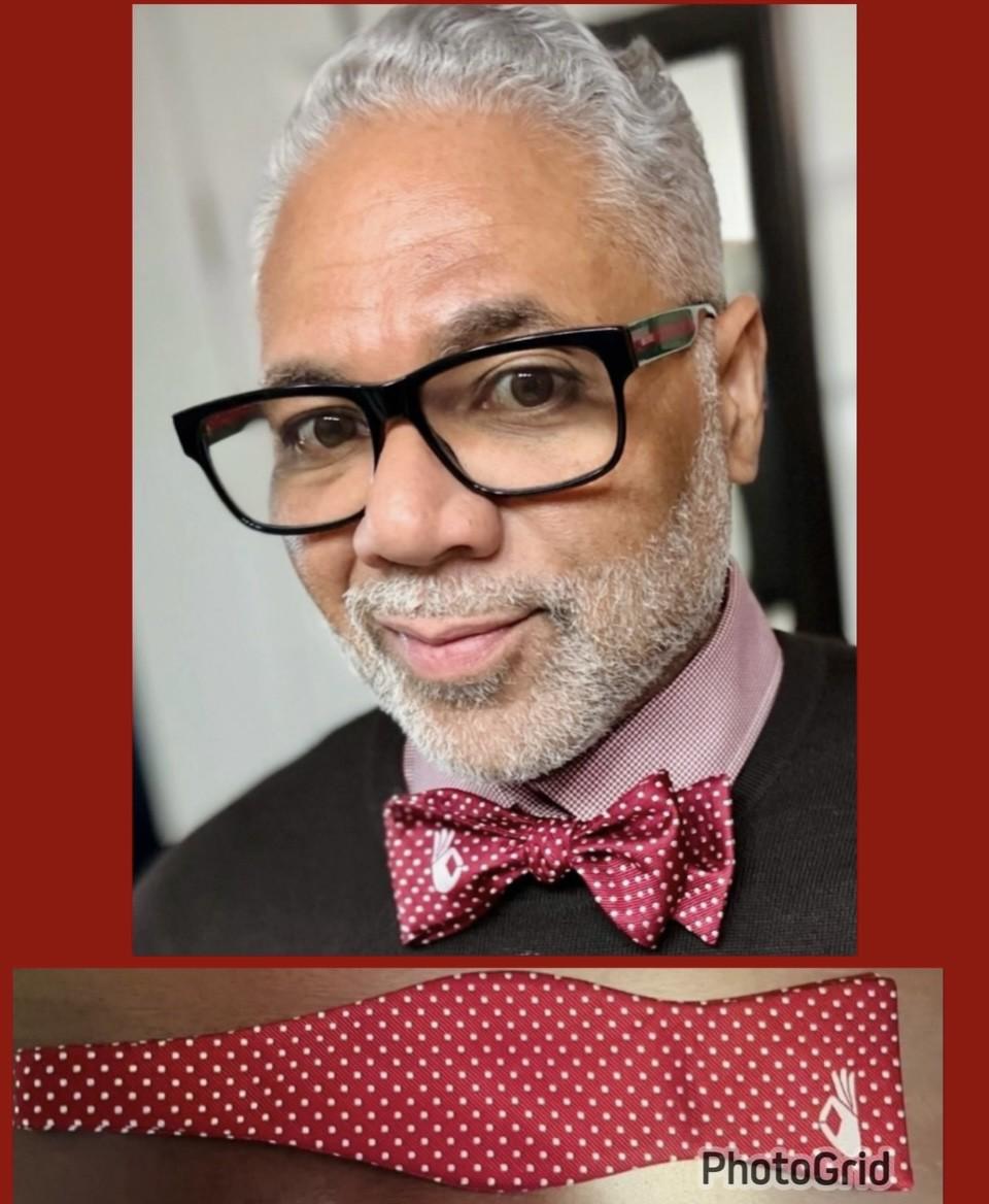 Crimson and White Polka Dot 'YO"  Bow Tie