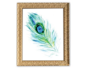 Peacock Feather Watercolor Print