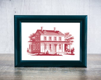 Colonial House Engraving print