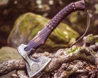 Viking Axes Carbon Steel Ash Wood Viking Bearded Axe Anniversary Gift For Him CA