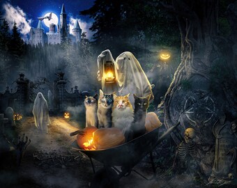 Halloween Pet Portrait: Spooky Photo Montage (Photoshop Edit)