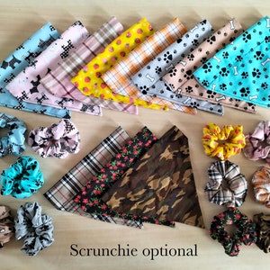 Dog Bandana with Matching Scrunchie , Dog Owner Gift Set , Scrunchy with Dog Bandana , Cute Dog Bandana New Pet Gift, Dog Mum Gift UK