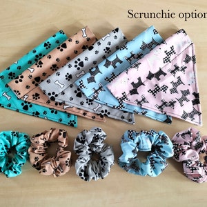 Dog Bandana with Matching Scrunchie , Slide On Dog Collar Bandana , Scrunchy and Dog Bandana , Cute Dog Pet Bandana , Dog Birthday Bandana