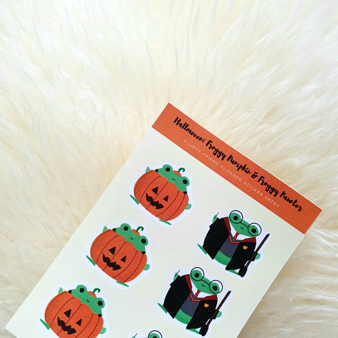 Froggy Pumpkin &amp; Froggy Pawter Halloween Stickers Cute Kiss - Etsy ...