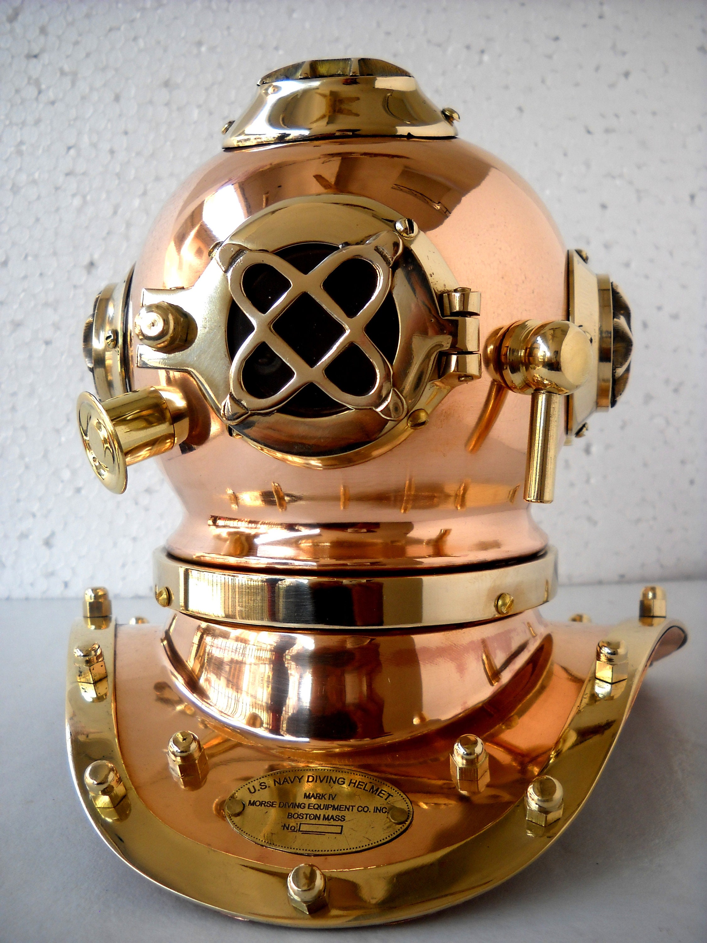 Antique Deep Sea Desk Decor U.S Navy Solid Brass Mini Diving Divers Helmet 6'' 