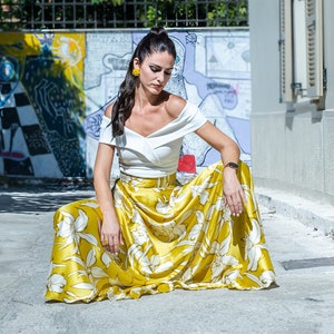Satin floral maxi skirt outlet