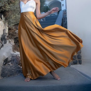 Maxi silk skirt, Tailormade skirt, Romantic skirt, Unique elegant maxi skirt, Long skirt, Handmade skirt, Sur mesure skirt, Gold skirt