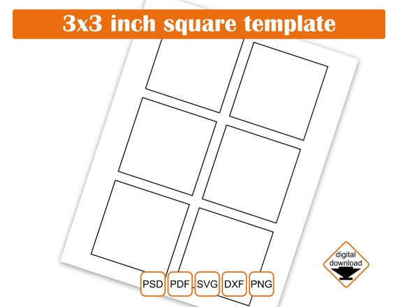 3 Inch Square Template Square Sticker Template Square Label | Etsy