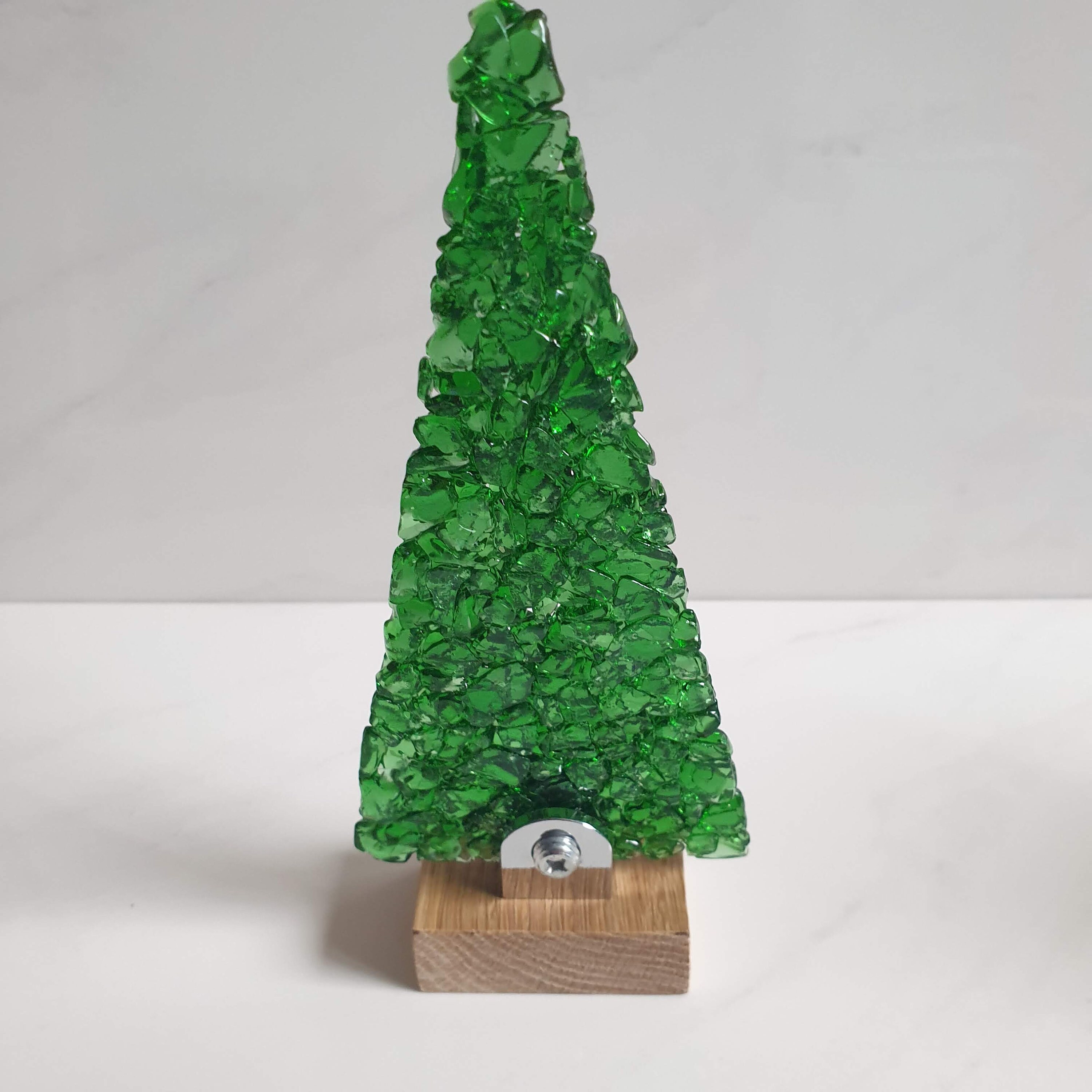 Handmade Fused Glass Christmas Tree With Wooden Base Etsy