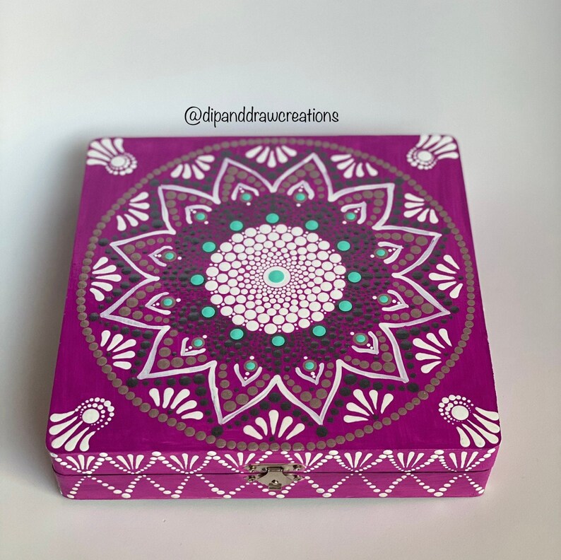 wooden box Dot painting wooden box Dot Mandala jewelry box handmade jewelry box jewelry keepsake Mandala dot painting