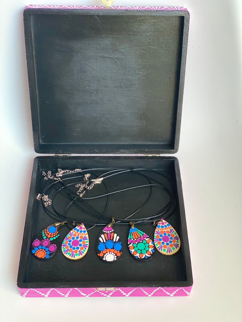 wooden box Dot painting wooden box Dot Mandala jewelry box handmade jewelry box jewelry keepsake Mandala dot painting