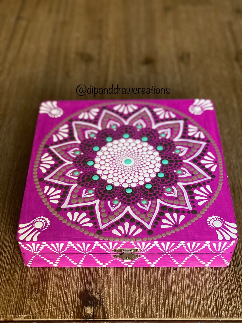 wooden box Dot painting wooden box Dot Mandala jewelry box handmade jewelry box jewelry keepsake Mandala dot painting