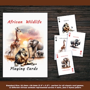 African Wildlife speelkaarten: set van 52 speelkaarten + jokers