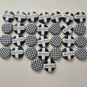 31 Black and White bottle tops. Inc Healeys Cider