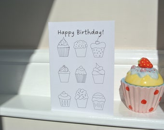 Cupcake Birthday Card / Eco- friendly card / Happy Birthday