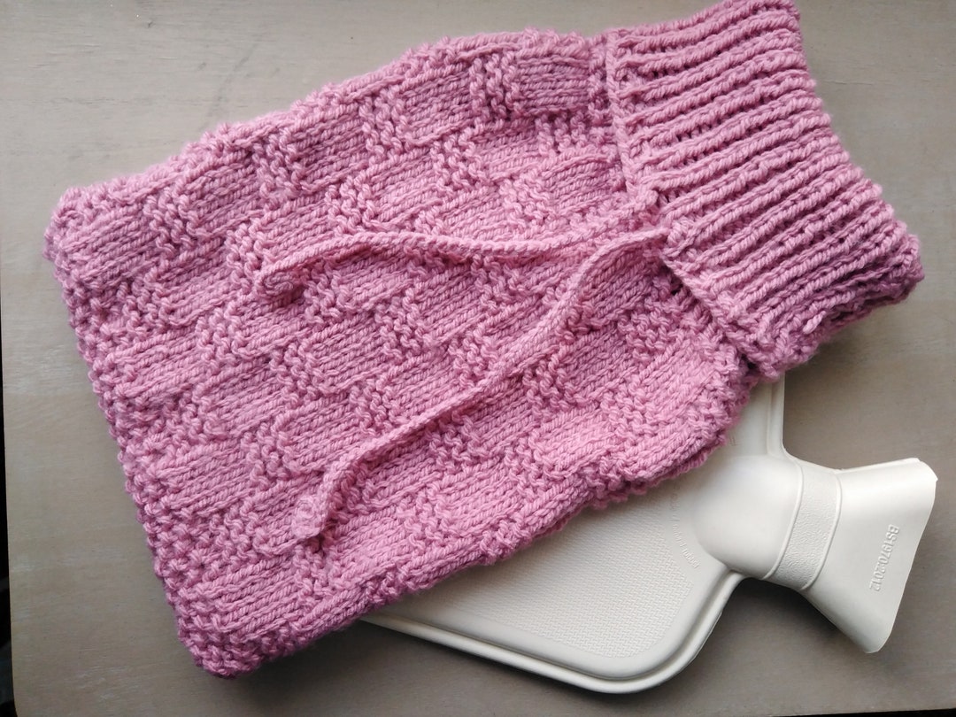 Aran Knit Hot Water Bottle Cover with Bottle. Etsy