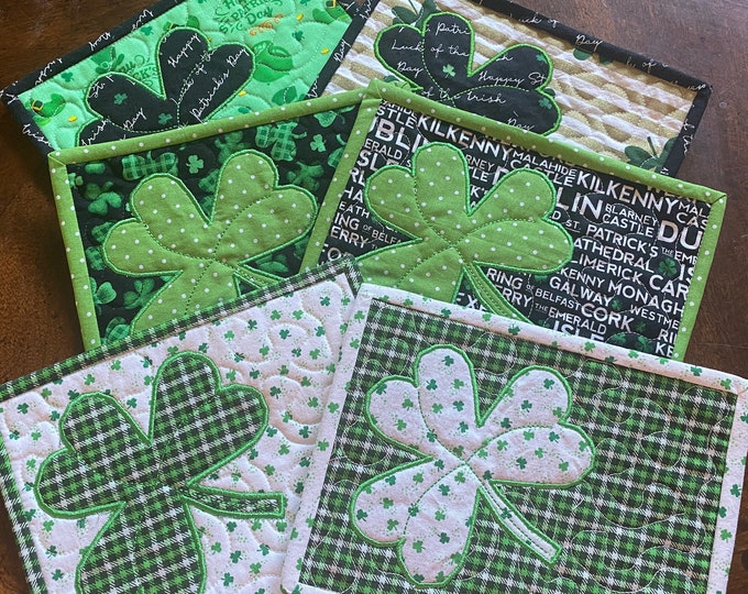 Luck of the Irish Shamrock Mug Rug/Coasters